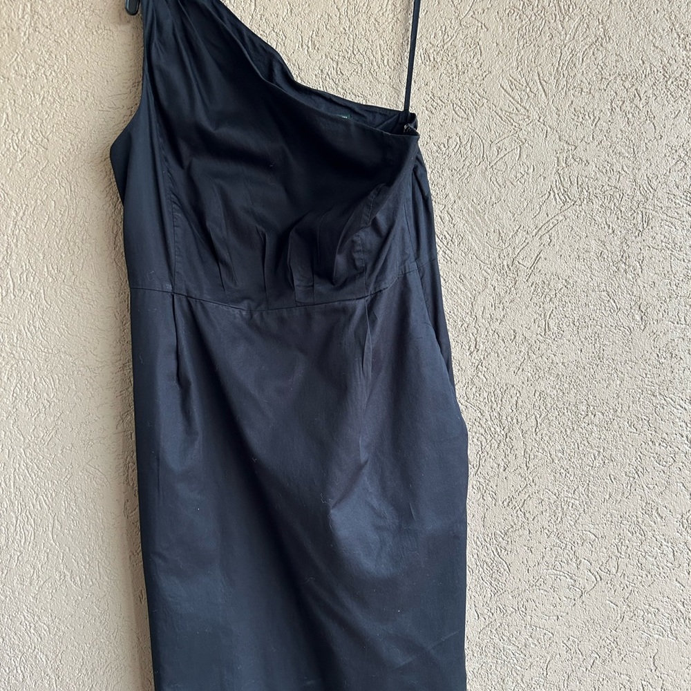 J Crew one shoulder little black dress with pockets!